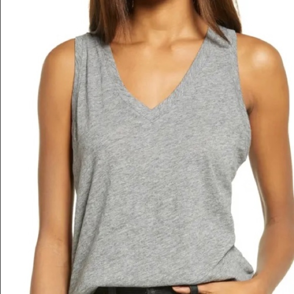 Madewell Whisper Cotton V-Neck Tank in heather gray size XXS